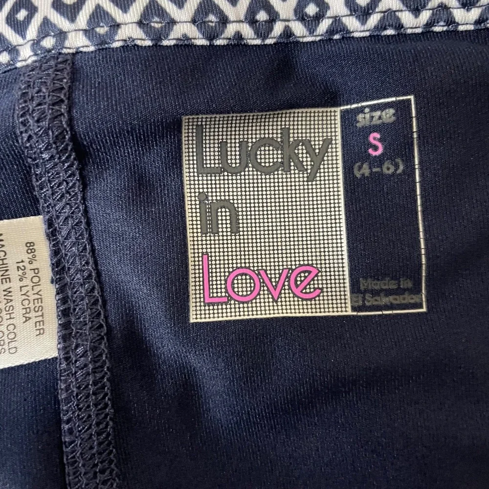 Lucky in Love Tennis Skort Womens S Navy Pink Tribal Geometric Athletic‎ Skirt